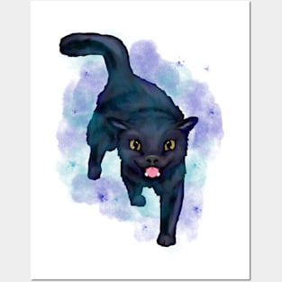 Smiling black cat Posters and Art